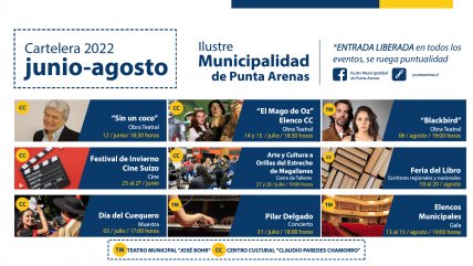  Cartelera cultural de la Municipalidad de Punta Arenas ofrece variedad de panoramas  