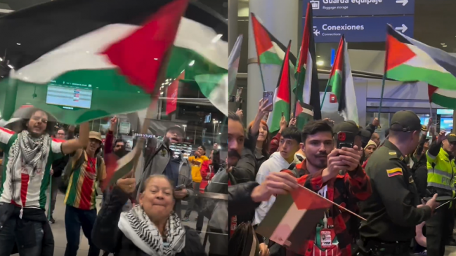   [VIDEO] Palestino recibió una gran bienvenida en el aeropuerto de Bogotá 